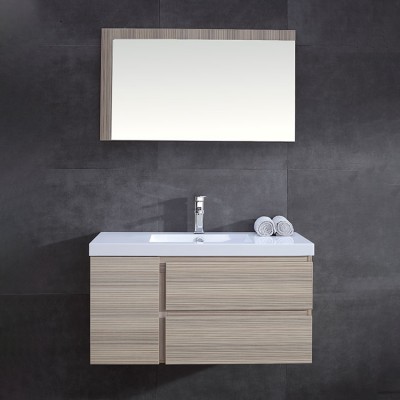 Ojans Oem Design Modern Mdf Luxury Modern Hotel Wall Mounted 1 Basin Gold Bathroom Vanity Cabinet