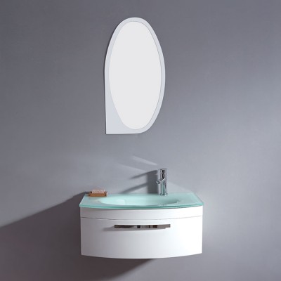 New Product Hot Modern Glass Basin Curved Round Pvc Bathroom Vanity Cabinet With Wash Basin