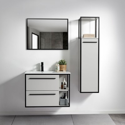 OJANS Foshan Furniture Designs Floating Modern Single Washbasin Basin Led Mirror Washroom Toilet Bathroom Vanity Cabinet