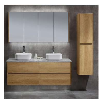 Ojans Modern Style New Design Marble Bathroom Mirror Cabinet Vanity Set Top With Double Sink