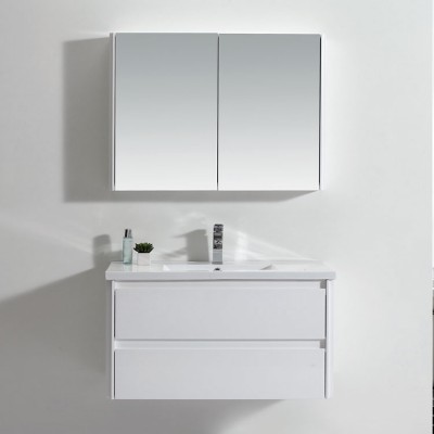 Modern Style New Design White Large Bathroom Mirror Under Storage Cabinet