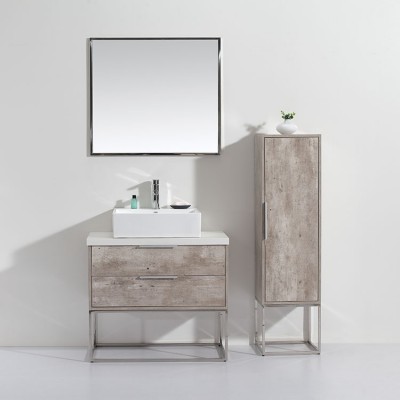 Ojans Modern Single Vanity Wash Basin Bathroom Cabinets With Mirror