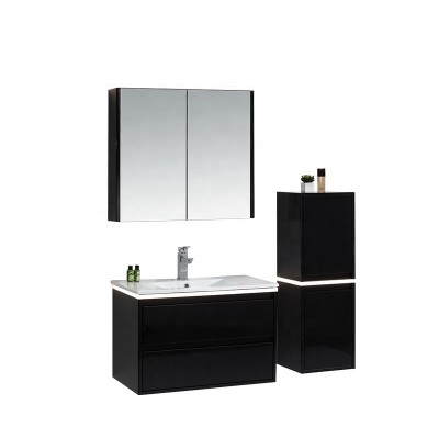 Hot selling black matt color ready made bathroom washbasin cabinet