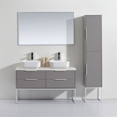 Ojans Popular Luxury Modern Style Lacquer Bathroom Vanity Double Sink Bathroom Vanity