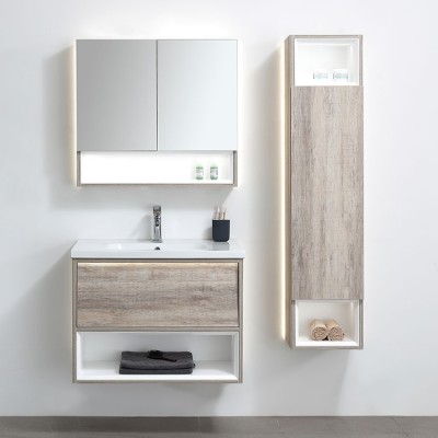 Factory Direct Supply Country Style 30 Inch Wall Hung Mounted Modern Sink Bath Cabinet With Tall Boy Side Cabinet