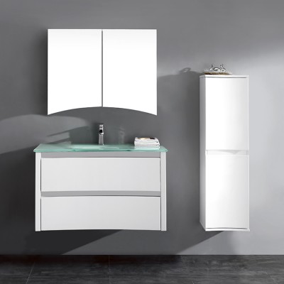 Modern Style New Product Luxury Sanitary Short Small  Bathroom Cupboard Basin Cabinet Vanity Glass Sink